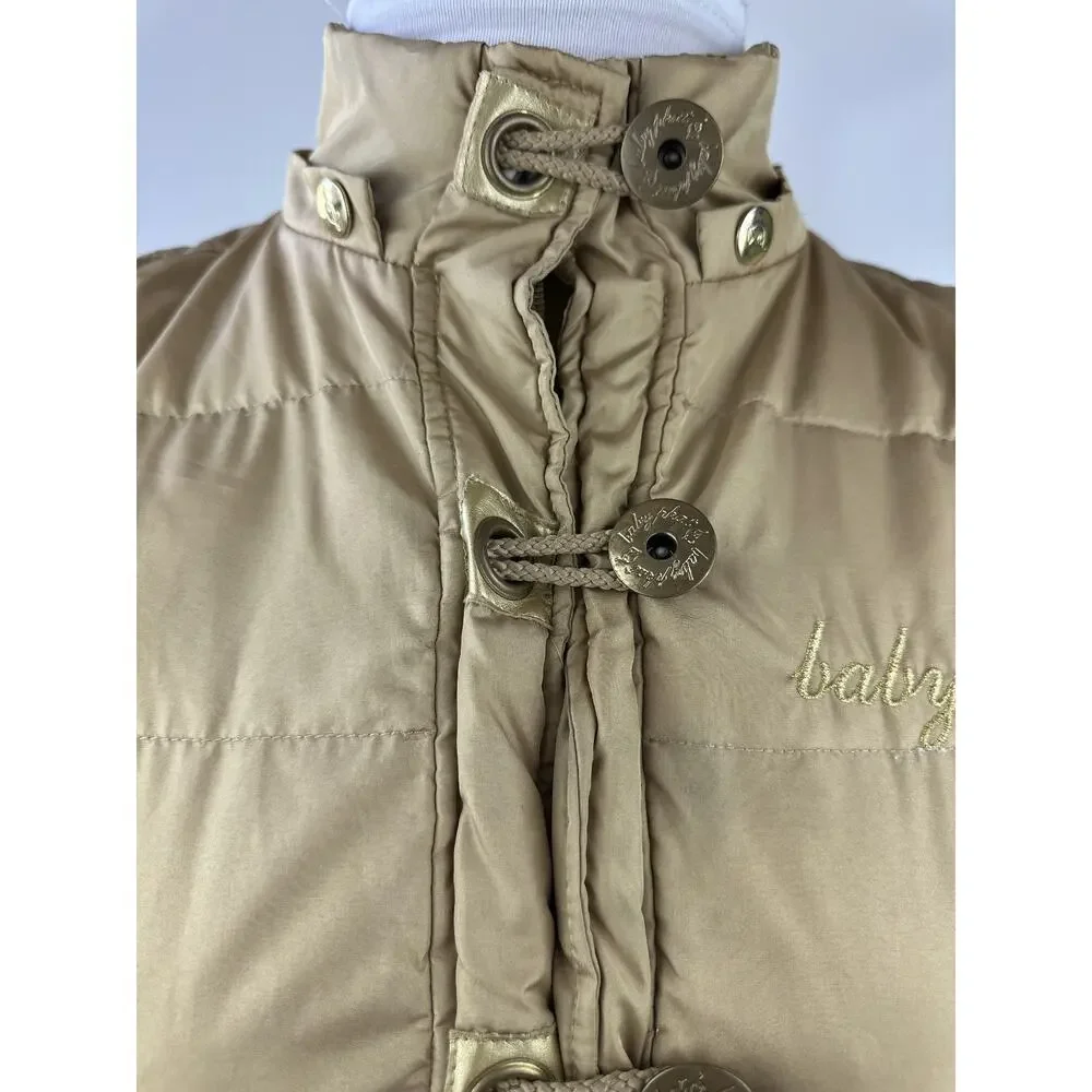 Vintage Y2K Baby Phat Feather Down Puffer Vest Gold Button Zip Womens Size Large - Picture 9 of 16